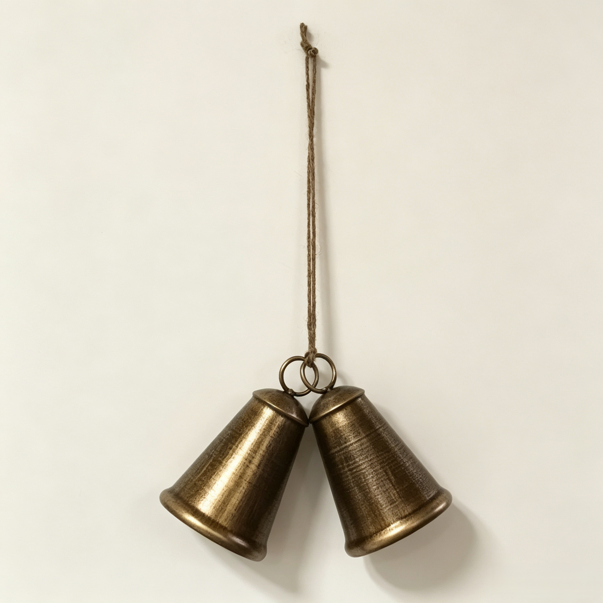 Antique Bronze Iron Christmas Bells 2Pcs Rustic Hanging Decor — view 6