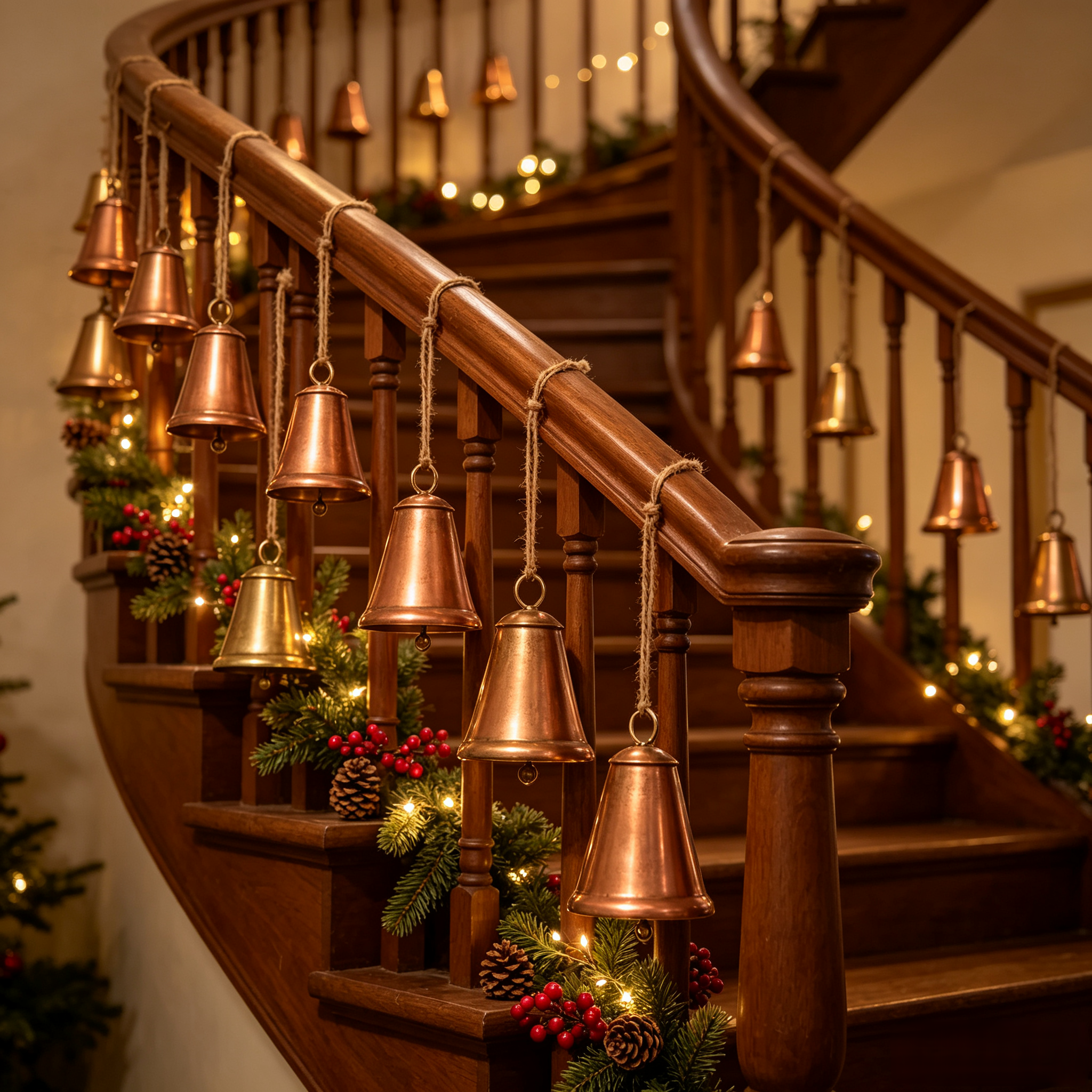 Rustic Christmas Bells 3Pcs Set Antique Bronze Iron Hanging Decor — view 7
