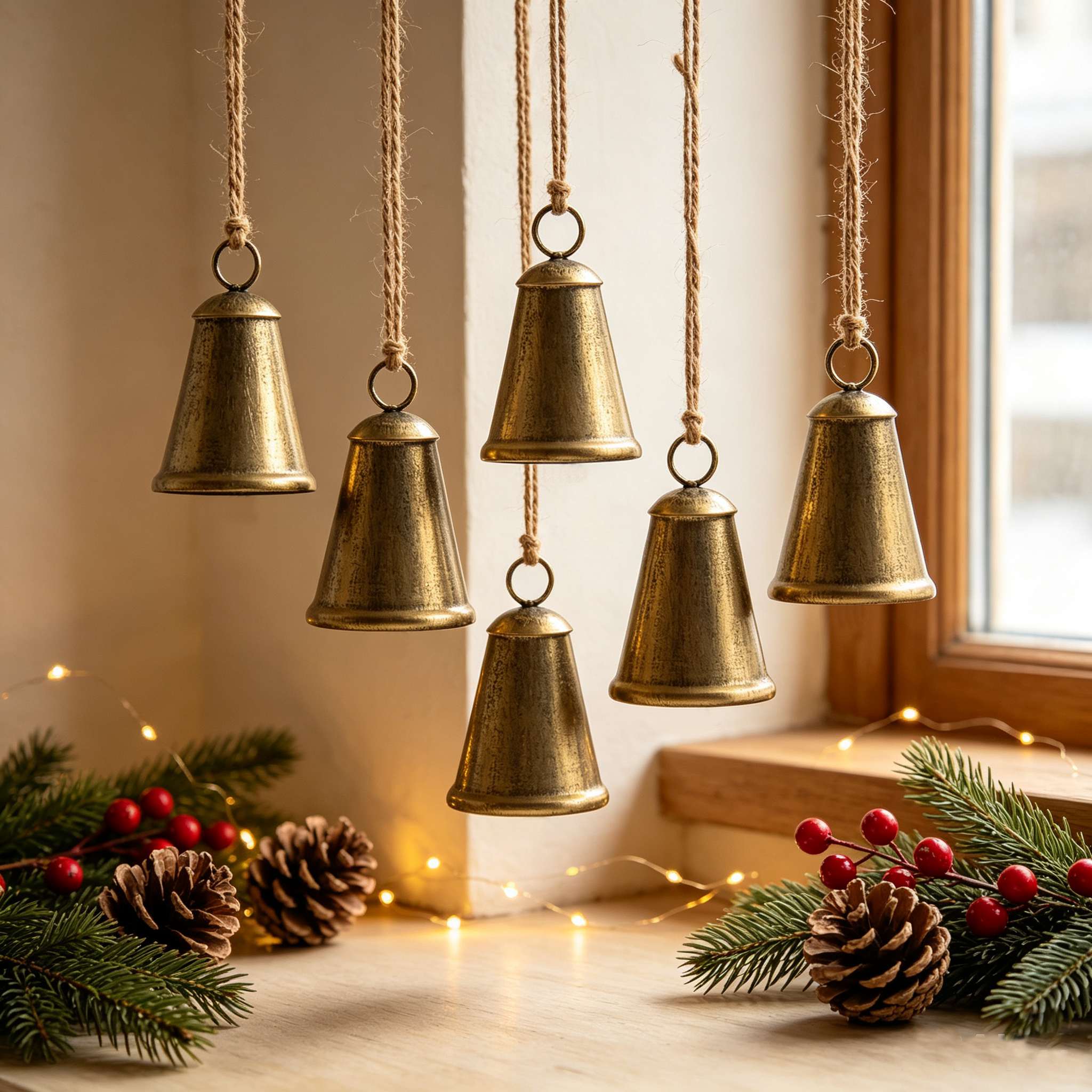 Rustic Christmas Bells 3Pcs Set Antique Bronze Iron Hanging Decor — view 6