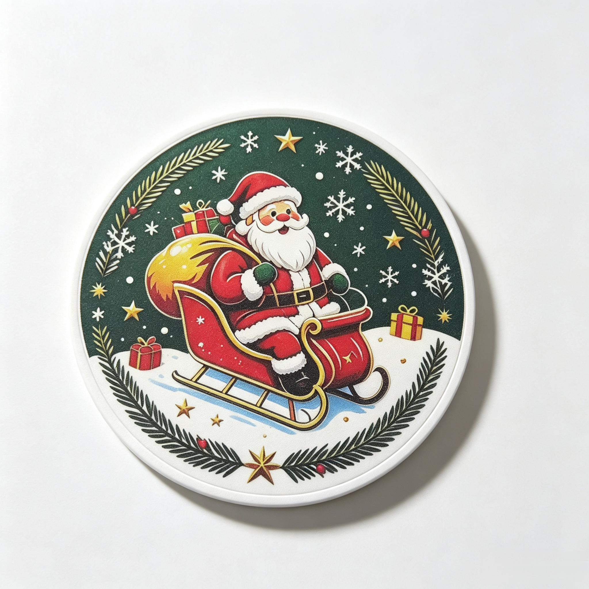 6-piece Christmas-themed tableware coasters made of heat-resistant, insulating, and non-slip ceramic material. Perfect for dining tables, desks, conference tables, and party decorations, these coasters make a thoughtful Christmas gift for friends or family. — view 7