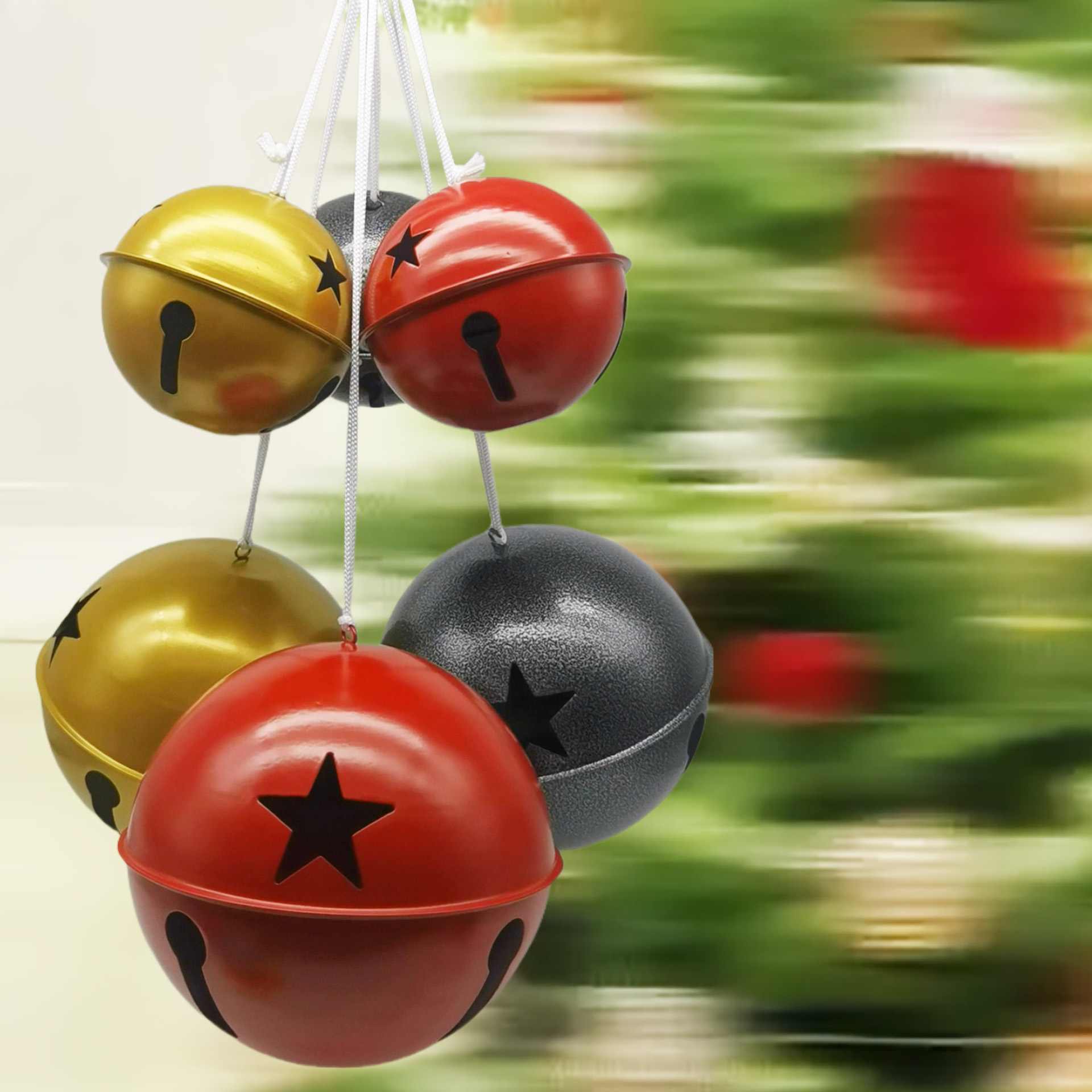 Vintage Christmas Bell 8" Metal Hanging Ornament