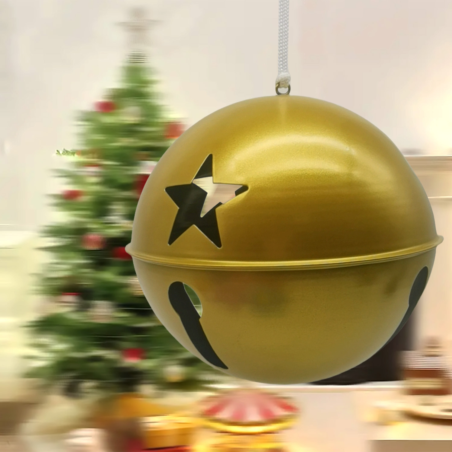 Vintage Christmas Bell 8" Metal Hanging Ornament — view 2