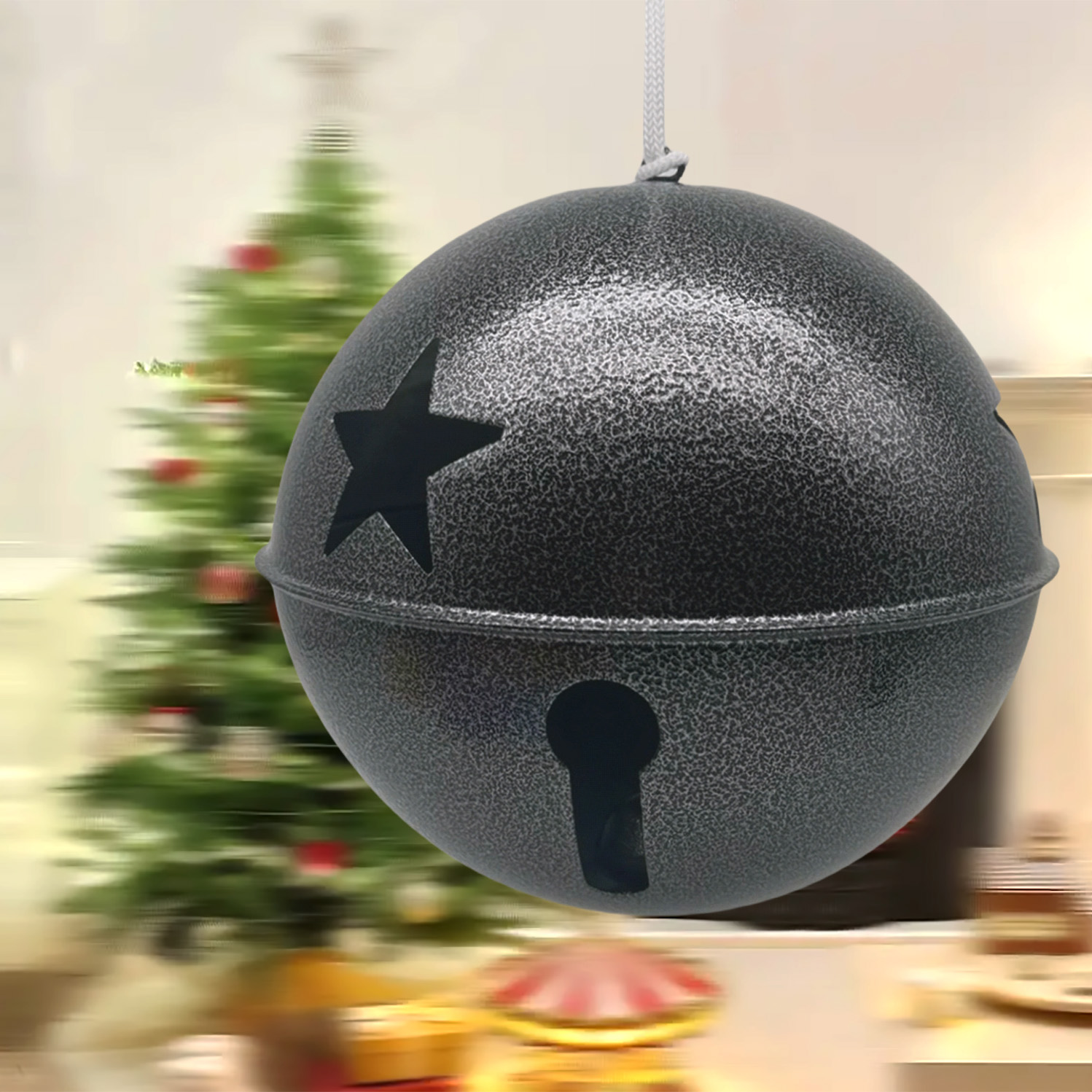 Vintage Christmas Bell 8" Metal Hanging Ornament — view 5