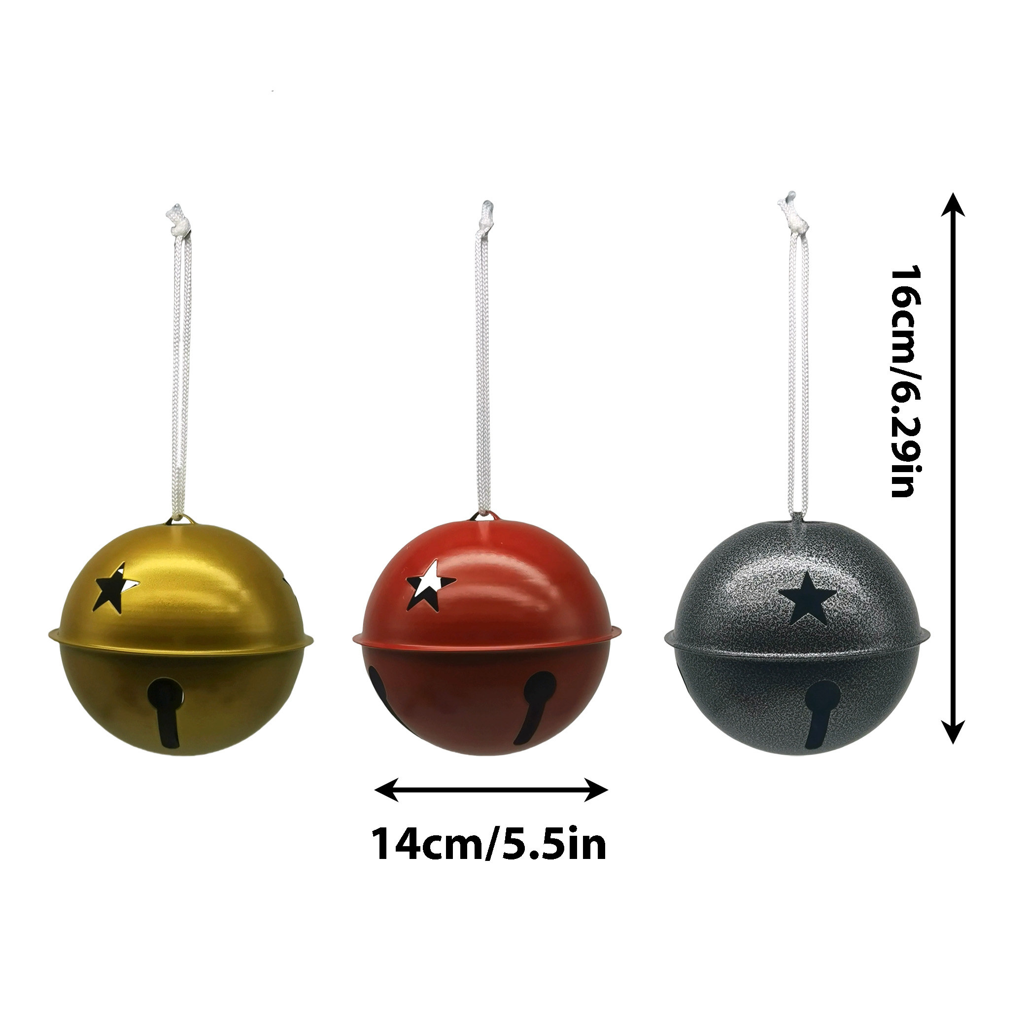 Vintage Christmas Bell 5.5" Metal Hanging Ornament — view 3