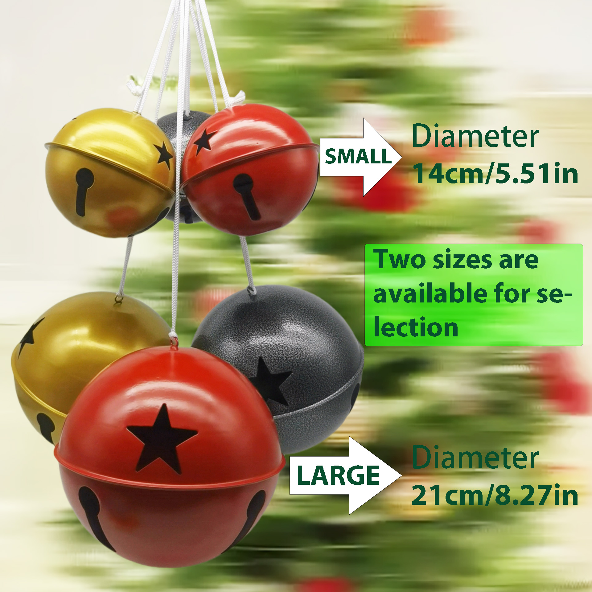 Vintage Christmas Bell 5.5" Metal Hanging Ornament — view 2