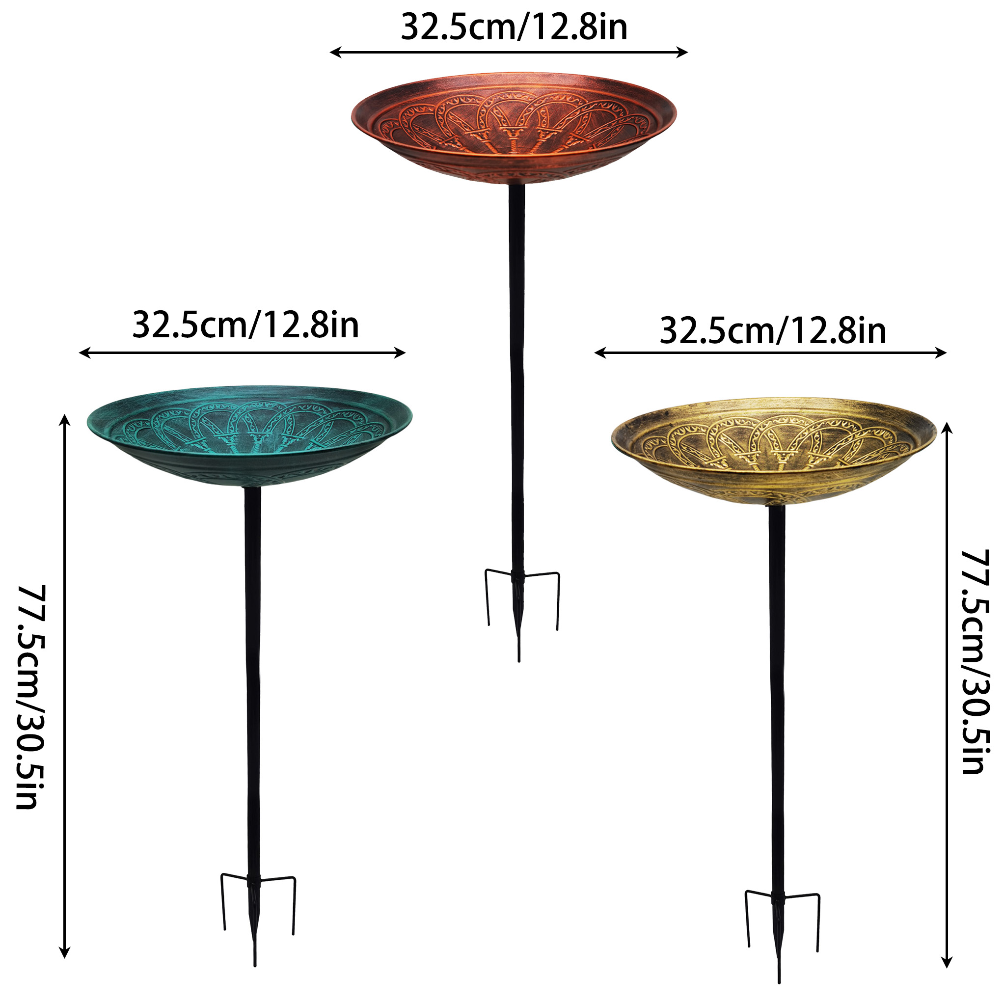 Outdoor Rust-Proof Metal Bird Drinking Fountain, Simple Assembly-Style Garden Bird Bath, Suitable for lawns, backyards and patios Choice for Bird Lovers. (Red Bronze Bule) — view 3
