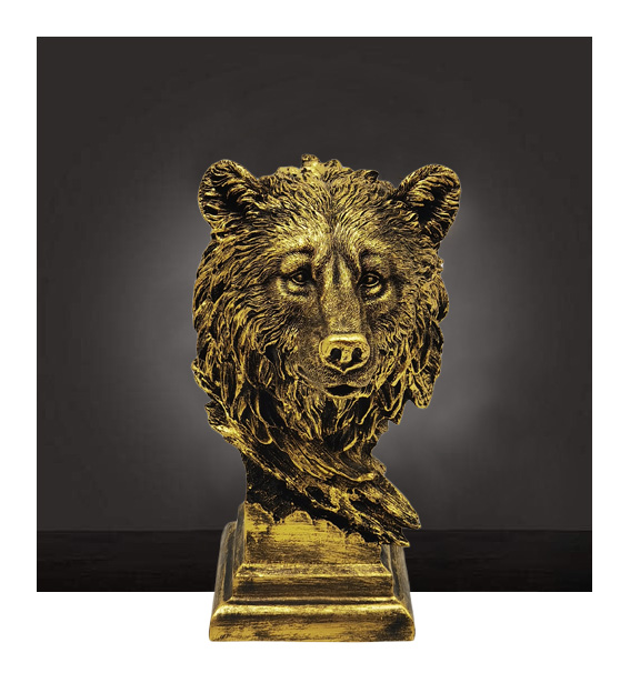 Resin Abstract Art Sculpture Bronze wolf head statue — view 4