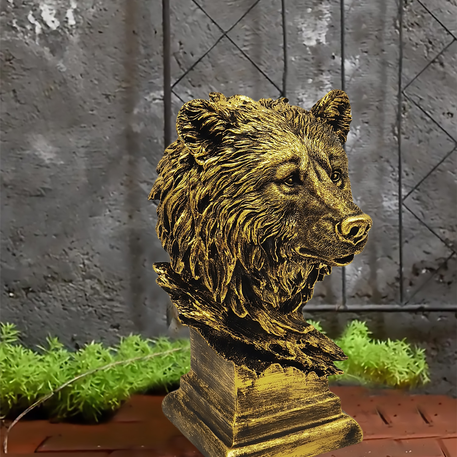 Resin Abstract Art Sculpture Bronze wolf head statue — view 7