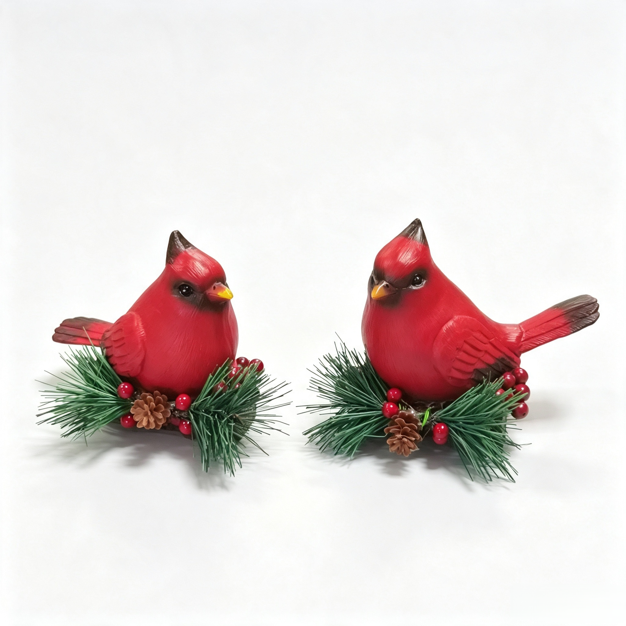 Resin Red Christmas Bird Statues Ornaments 2026