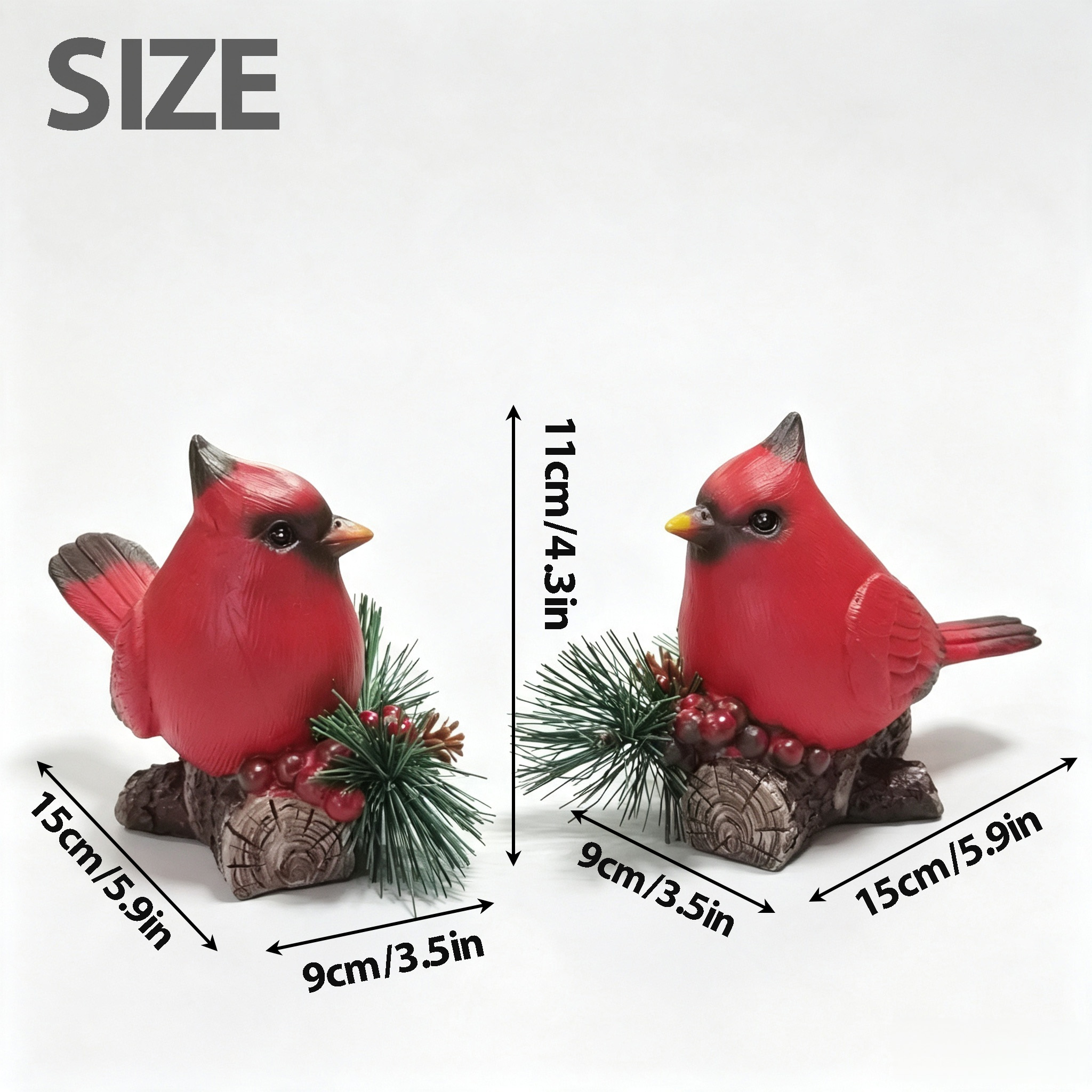 Resin Red Christmas Bird Statues Ornaments 2026 — view 3