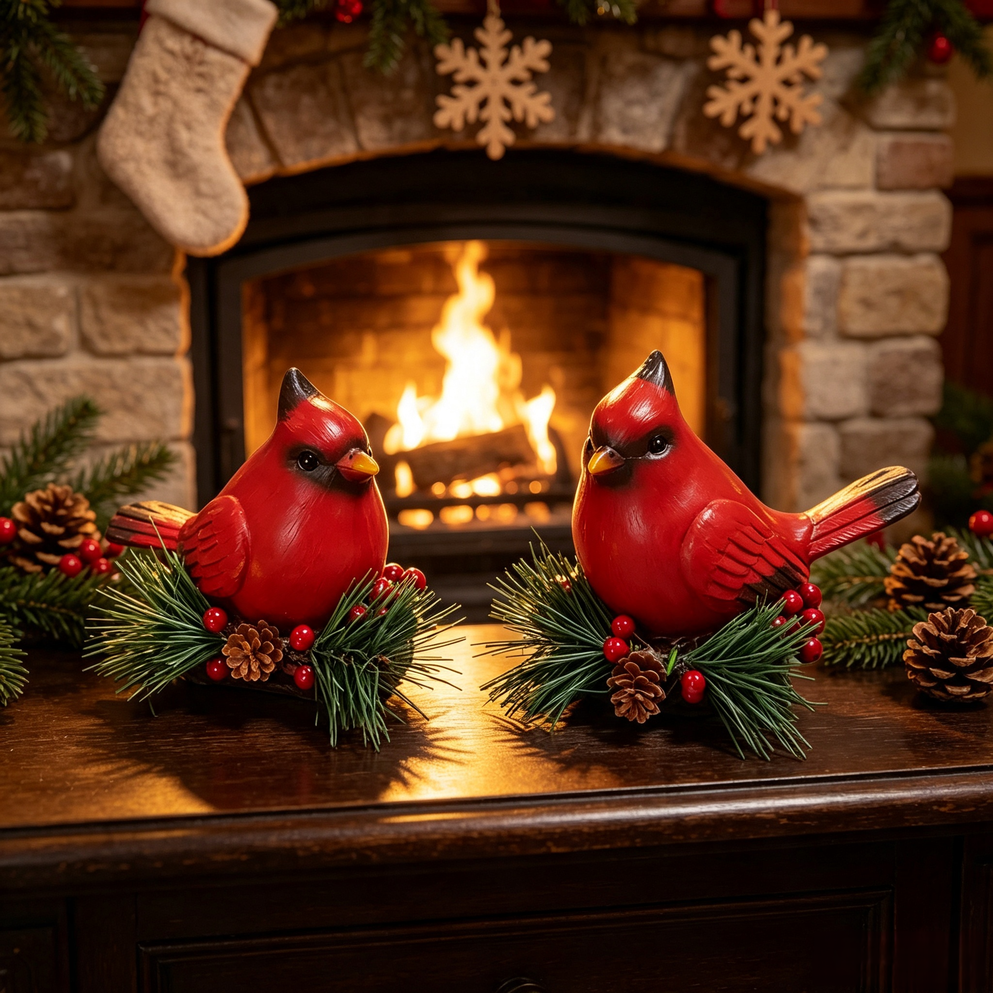 Resin Red Christmas Bird Statues Ornaments 2026 — view 5