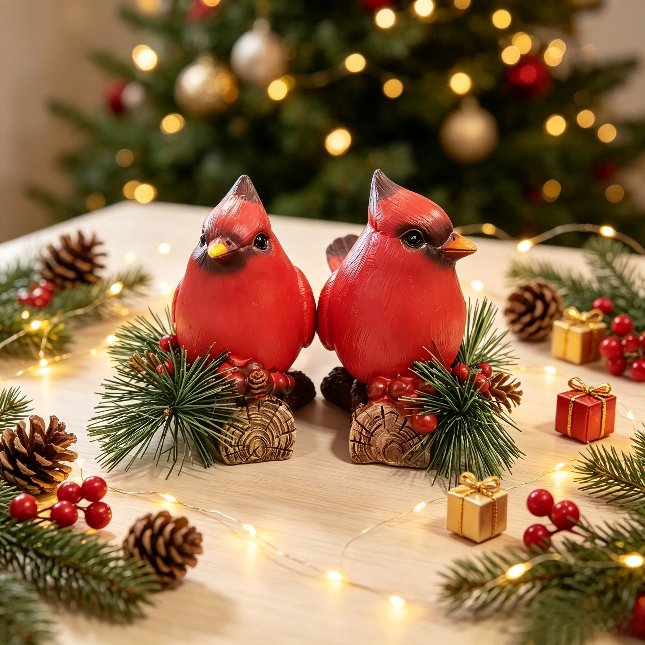 Resin Red Christmas Bird Statues Ornaments 2026 — view 6