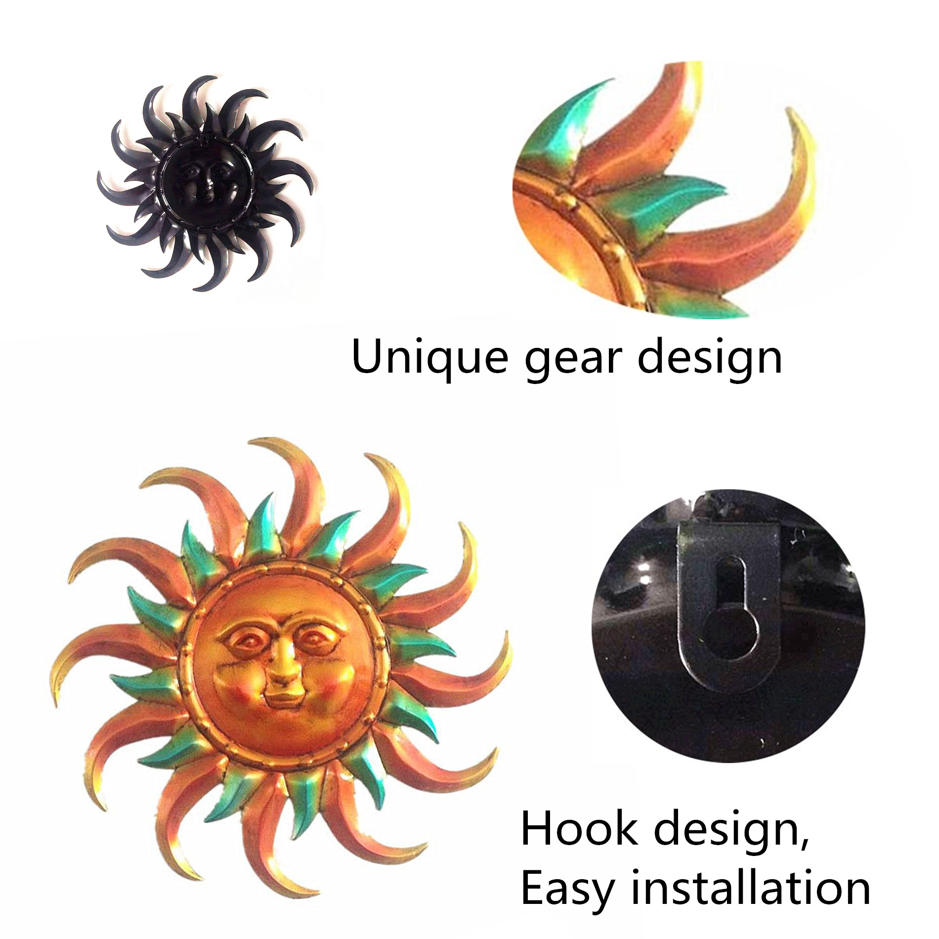 Decorative Metal Wall Art Sun face — view 2