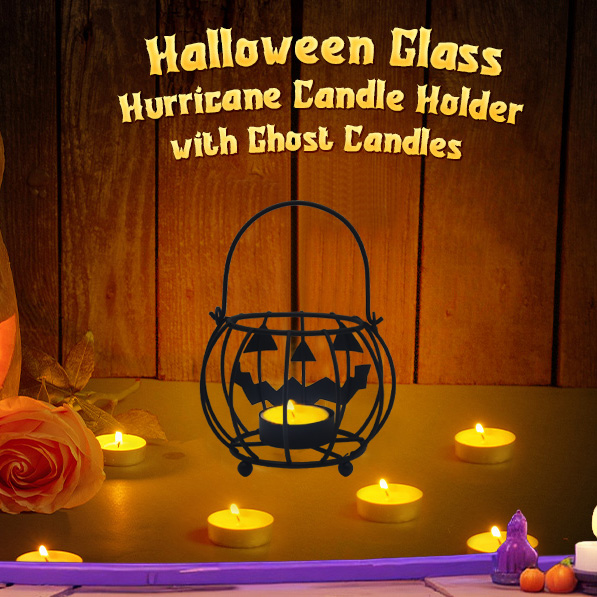 Halloween pumpkin candle holder lantern — view 2