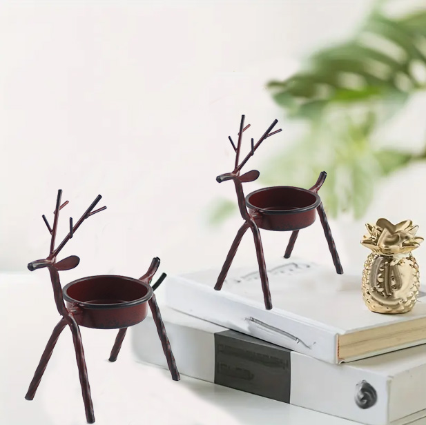 6-piece Christmas Reindeer Candle Holder Statue — view 4