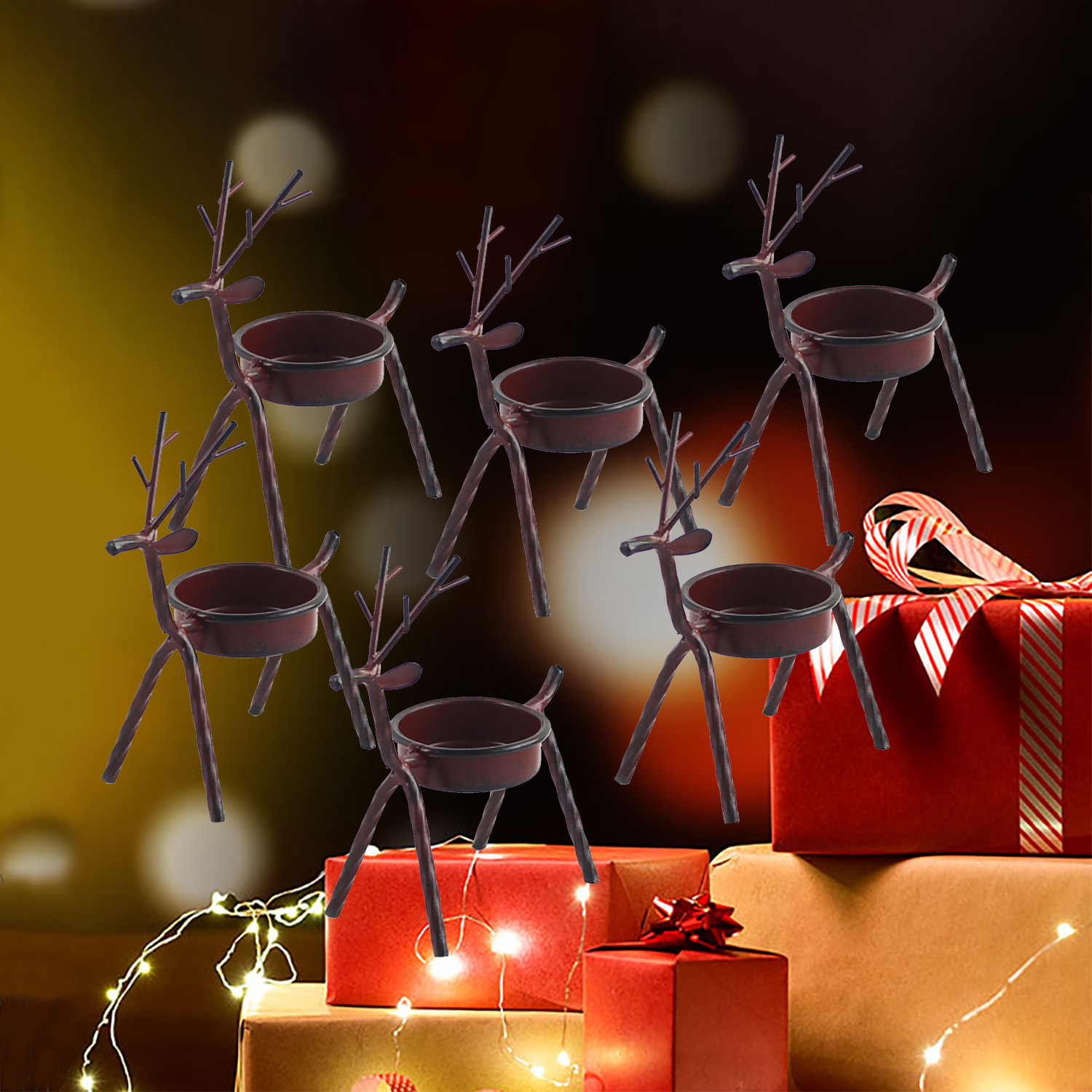 6-piece Christmas Reindeer Candle Holder Statue — view 6