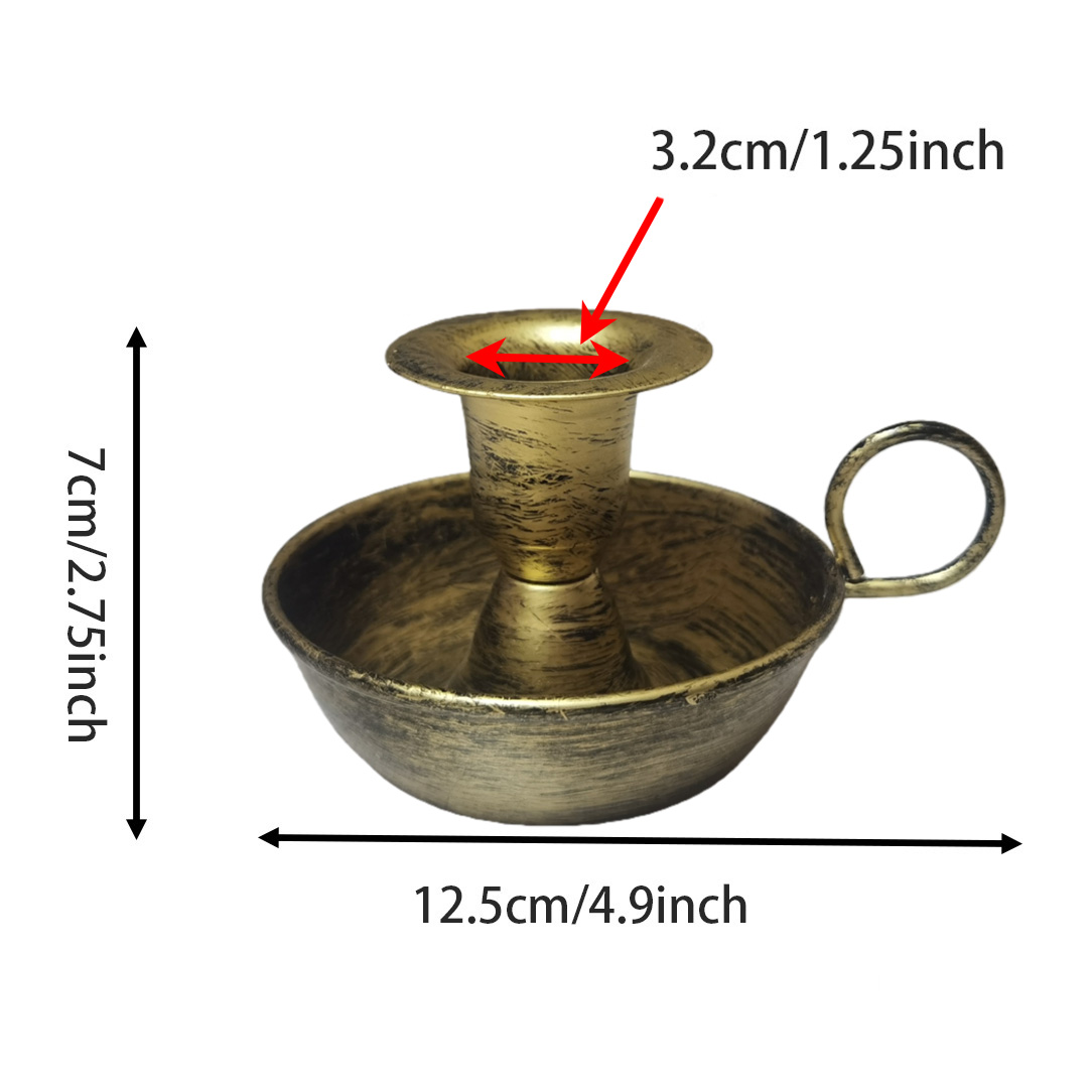 1 Piece tea cup-shaped candlestick. It can hold cylindrical candles. Available in two colors: bronze vintage and gold. — view 3