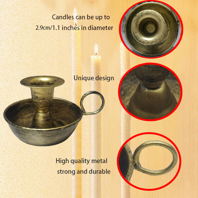 1 Piece tea cup-shaped candlestick. It can hold cylindrical candles. Available in two colors: bronze vintage and gold. — view 2