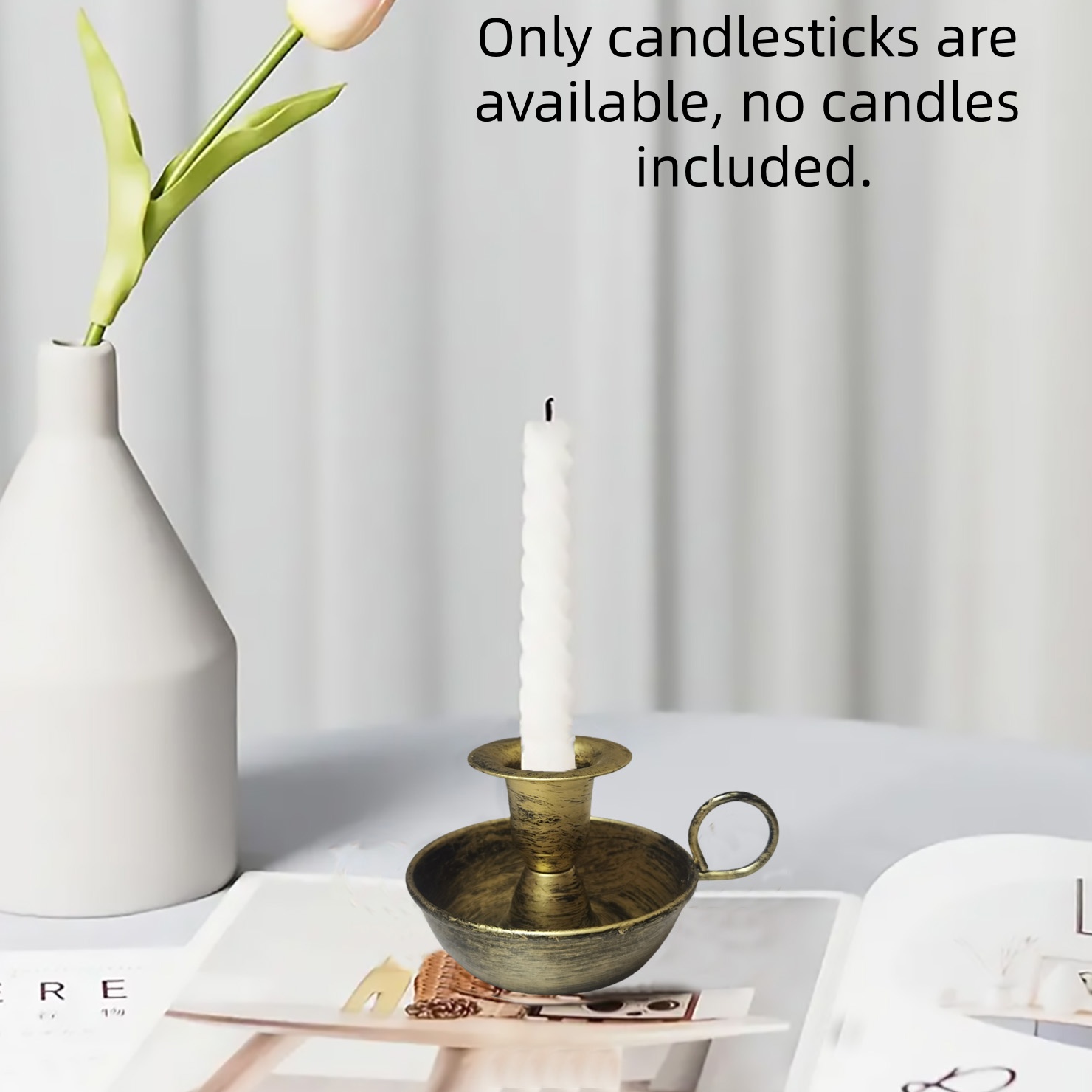 1 Piece tea cup-shaped candlestick. It can hold cylindrical candles. Available in two colors: bronze vintage and gold. — view 4