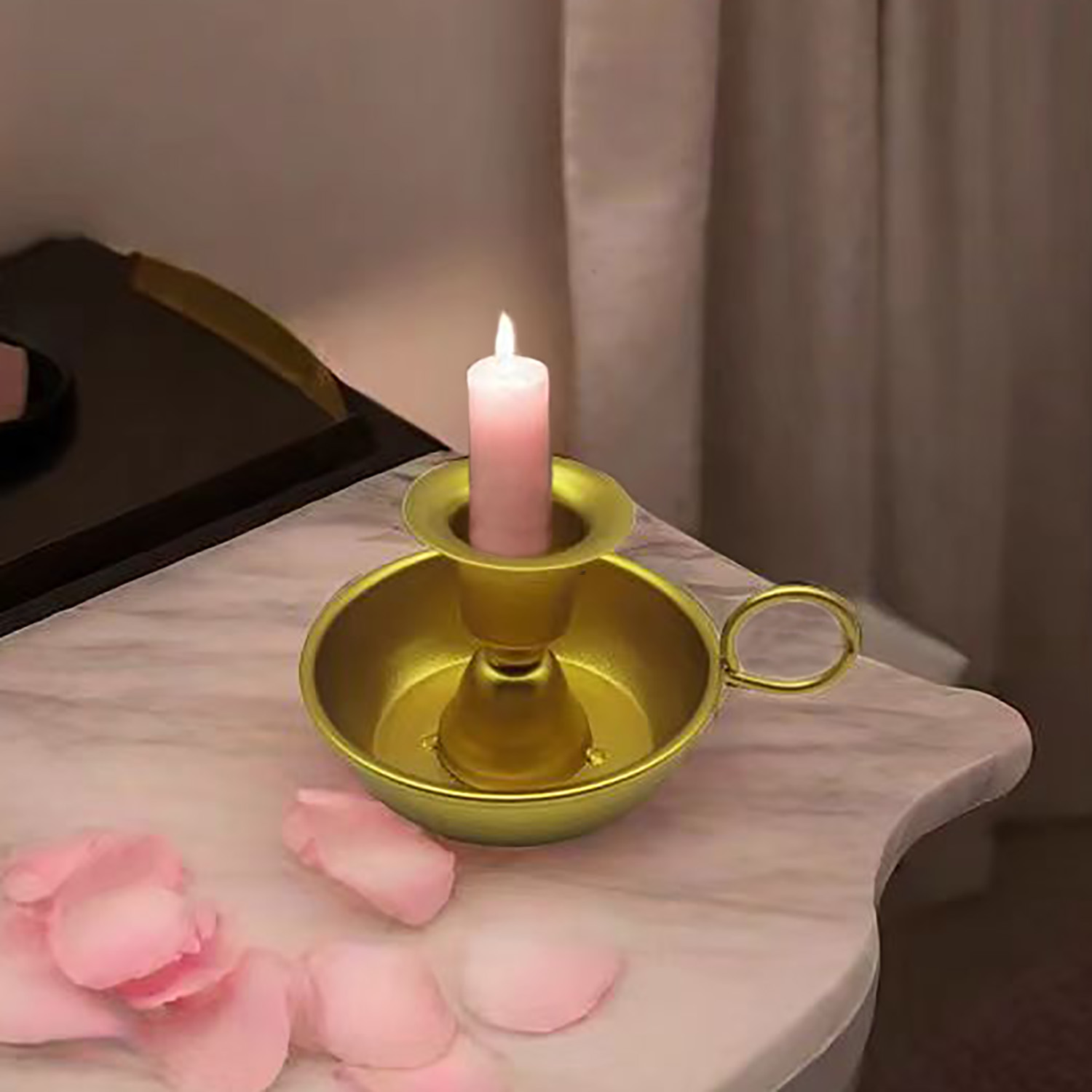 1 Piece tea cup-shaped candlestick. It can hold cylindrical candles. Available in two colors: bronze vintage and gold. — view 7