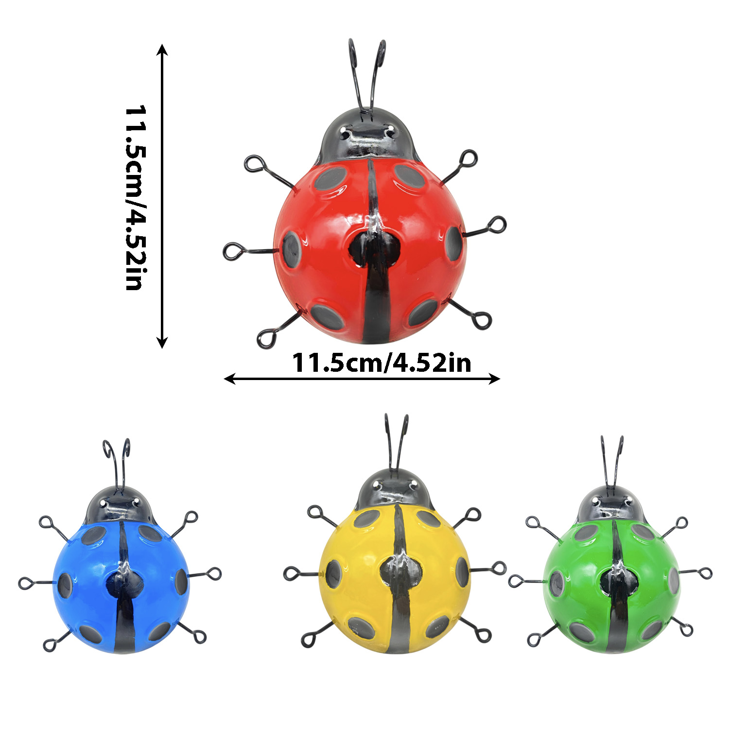 4-piece metal beetle statue for garden decoration, suitable for use in garden grasslands, tree branches, fences and walls. — view 3