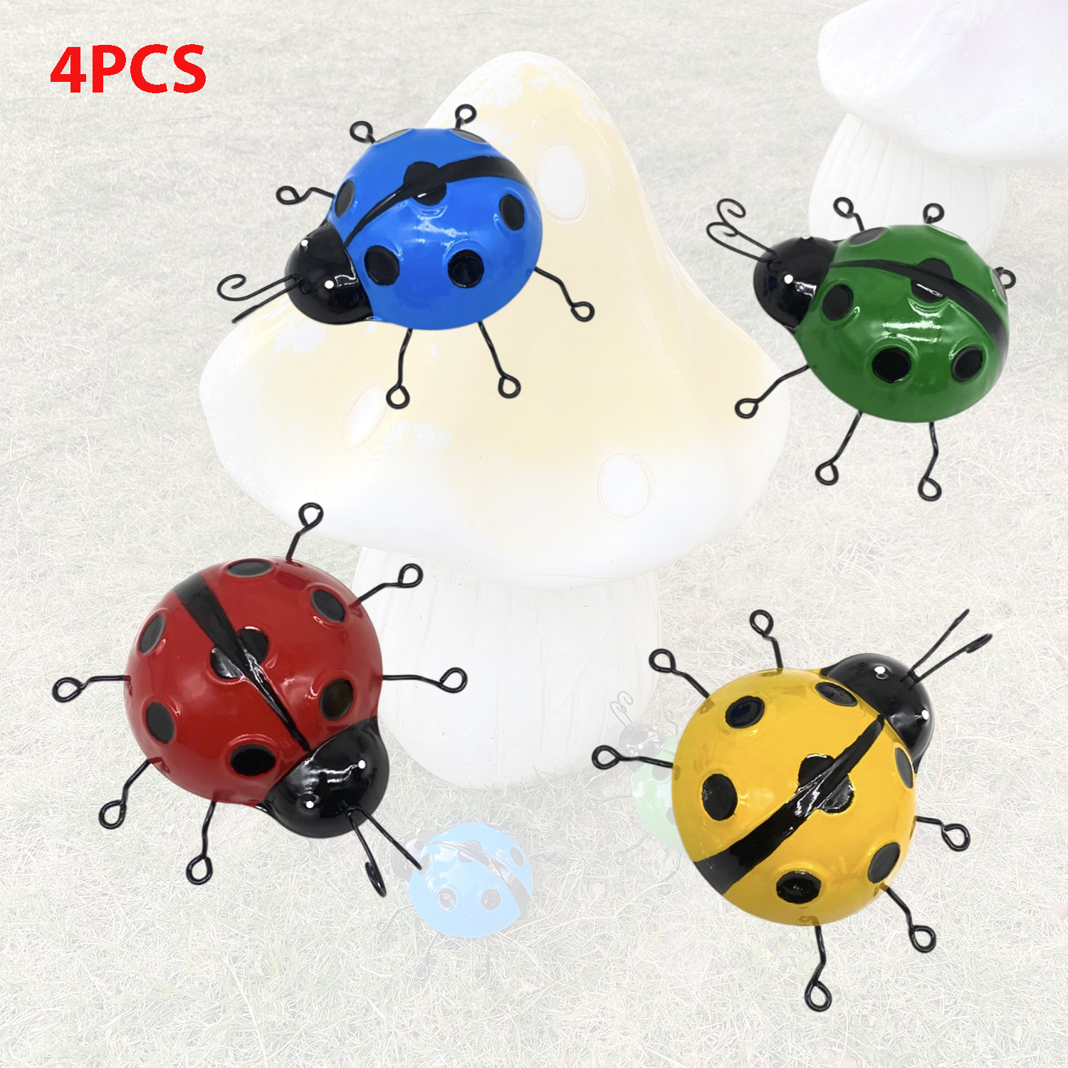 4-piece metal beetle statue for garden decoration, suitable for use in garden grasslands, tree branches, fences and walls. — view 2