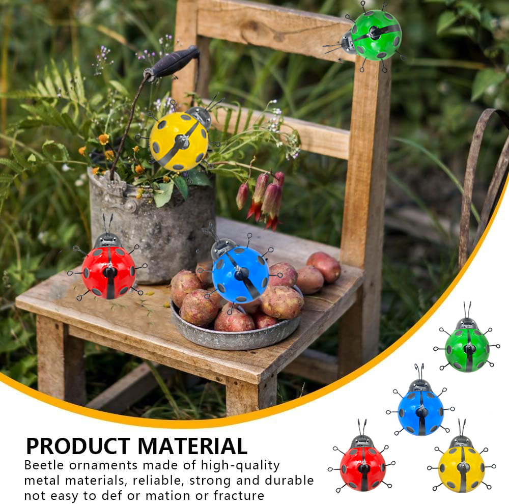 4-piece metal beetle statue for garden decoration, suitable for use in garden grasslands, tree branches, fences and walls. — view 6