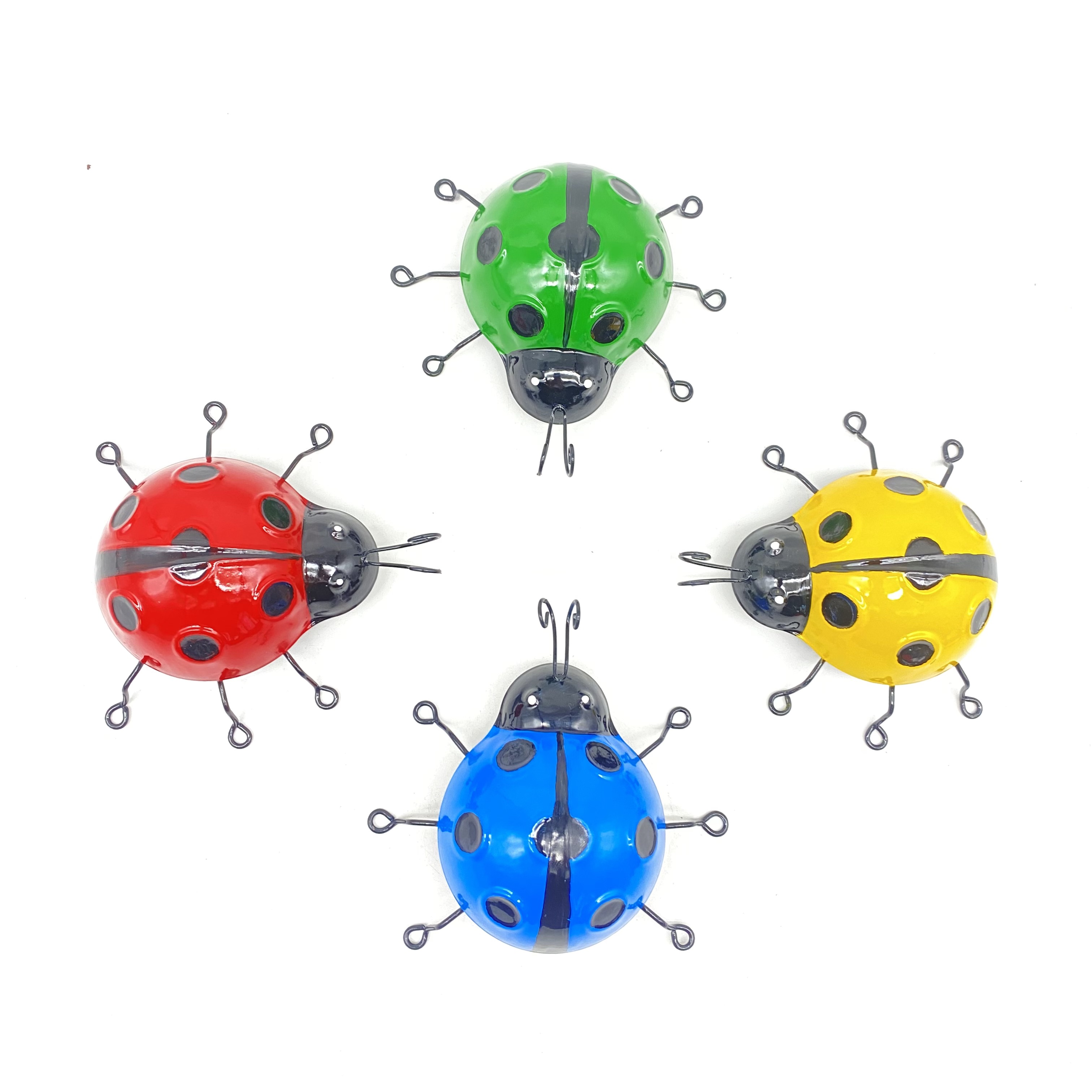 Metal beetle garden statue set of four weatherproof