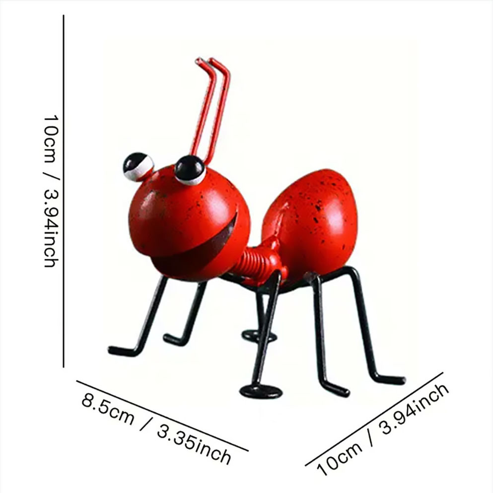 4-piece metal ant figurines for garden decoration, suitable for use on garden grass, tree branches, fences and walls. — view 3