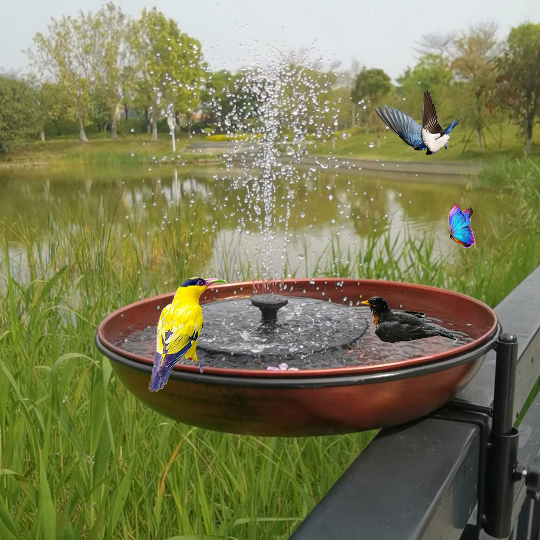 Deck Mounted Bird Bath Metal Birdbath Bowl Unheated with Lightweight Detachable, Bird Baths with Adjustable Sturdy Steel Clamp for Deck Railing Balcony Yard Garden Decoration — view 7