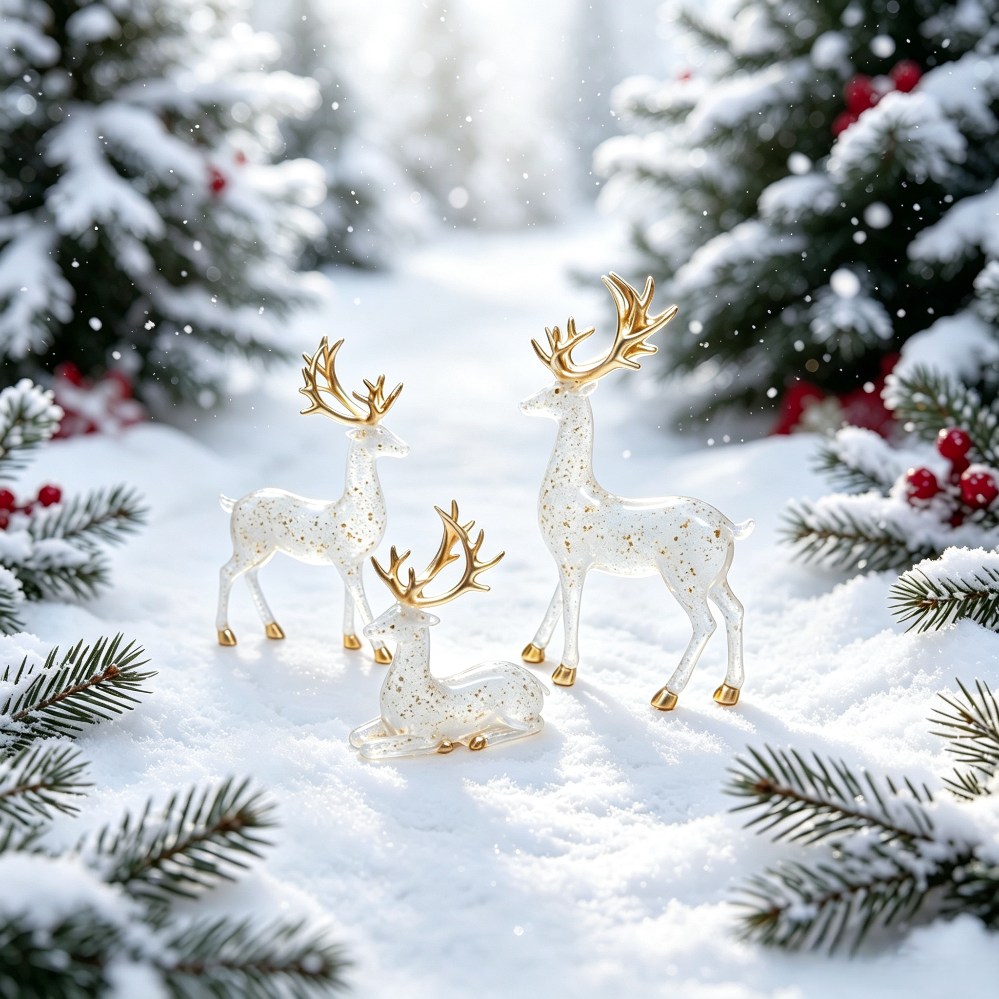 Christmas Deer Statue Decoration Set of 3 Plastic Ornaments — view 5