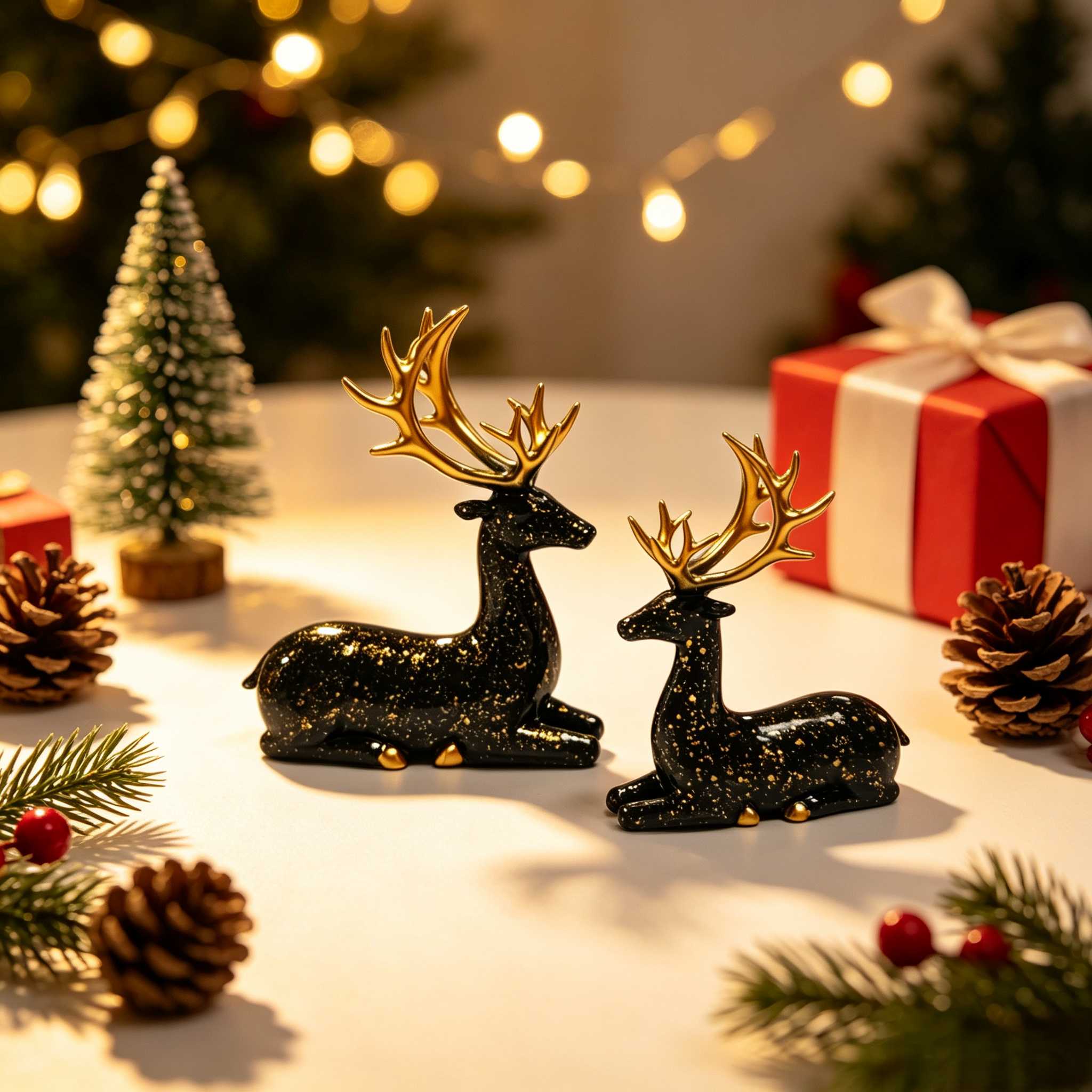 Black Plastic Christmas Deer Statues Set for Home Decor — factory-direct Christmas decorations