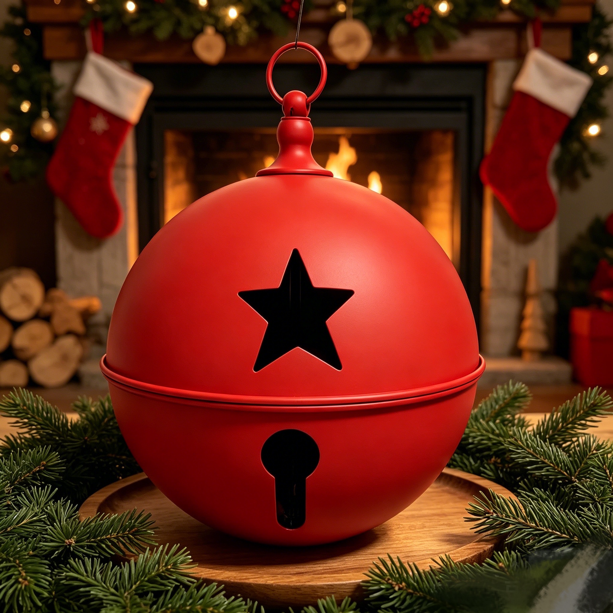 Large Rustic Christmas Bell Decoration 10 Inch Metal Ornament — view 2