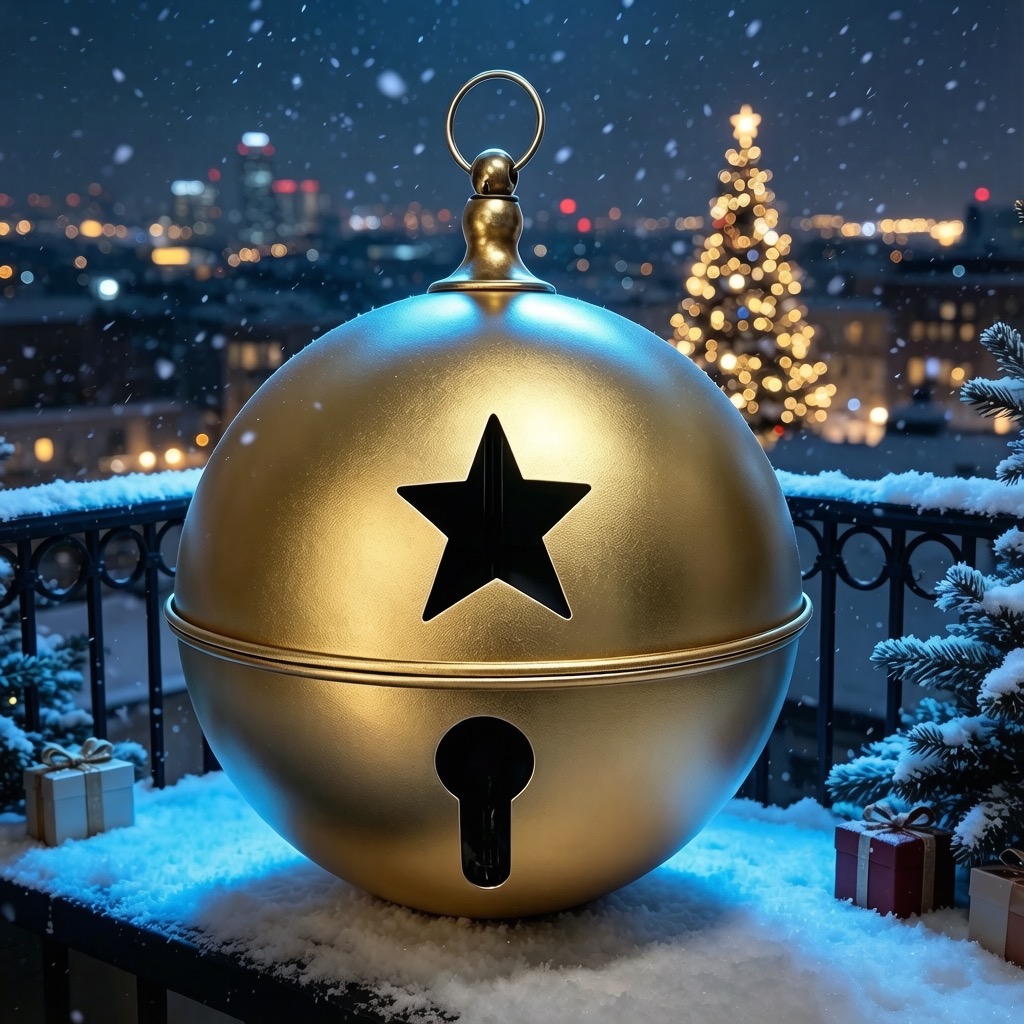 Large Rustic Christmas Bell Ornament 12-inch Metal Hanging Decoration