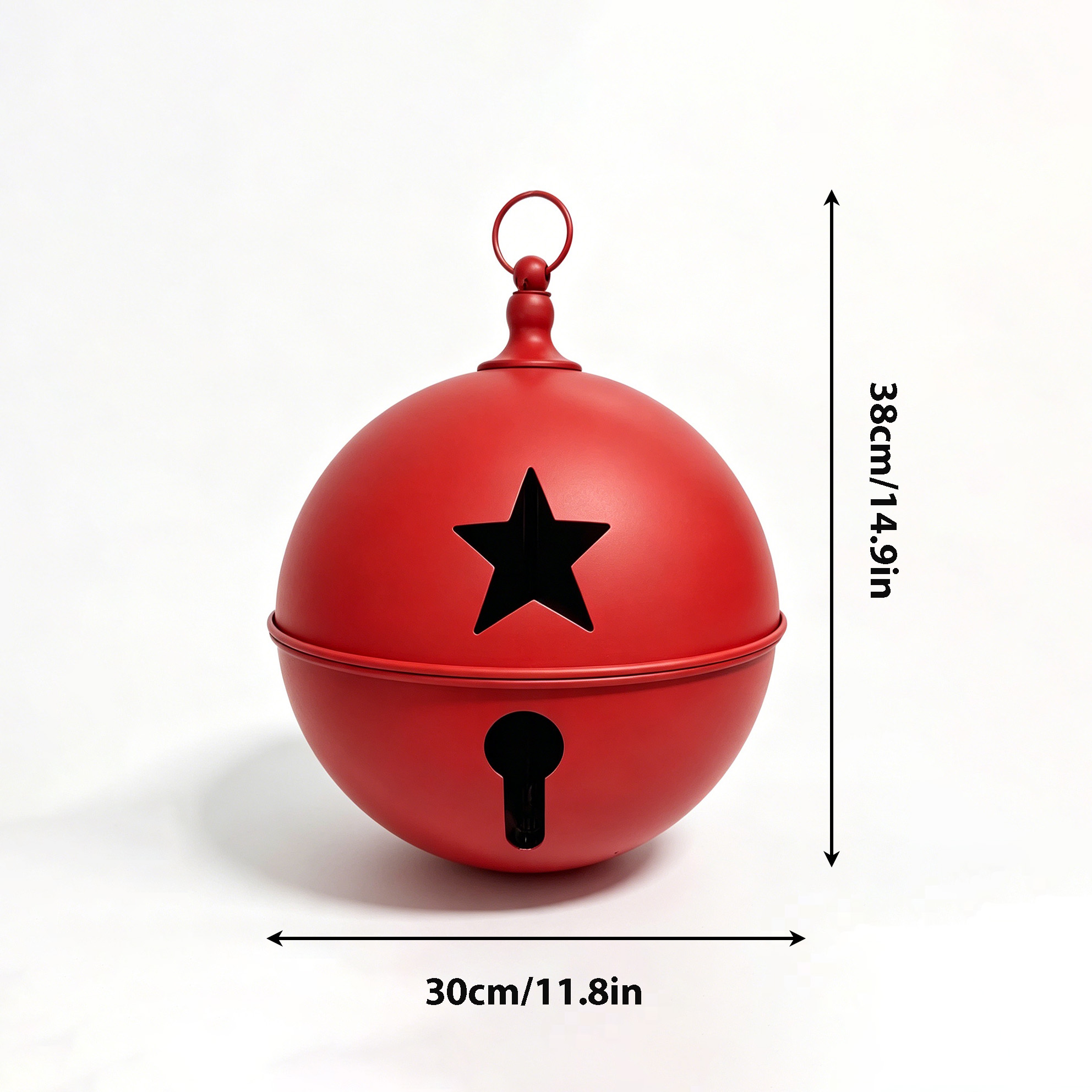 Large Rustic Christmas Bell Ornament 12-inch Metal Hanging Decoration — view 3