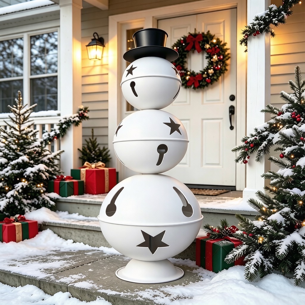 Large Metal Snowman Christmas Bell Ornament 38.58 Inch Tall