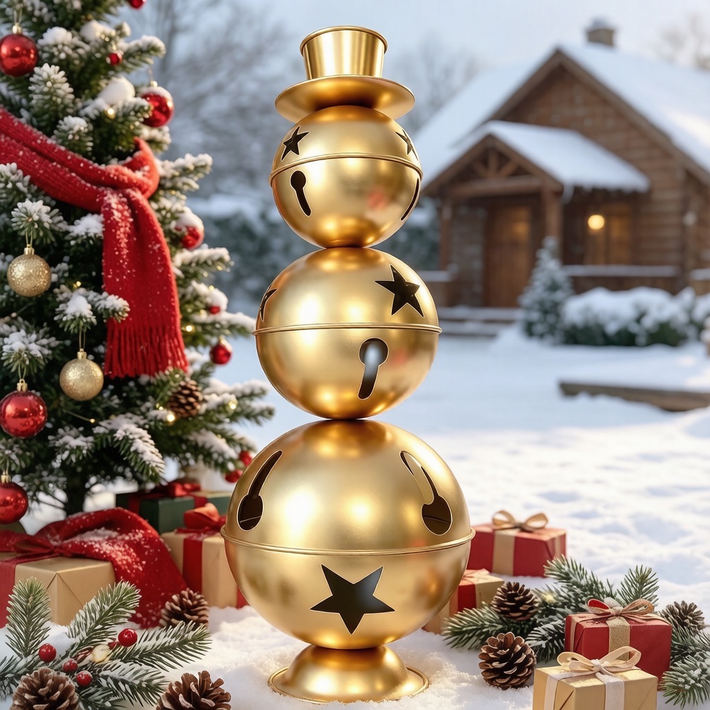 Large Metal Snowman Christmas Bell Ornament 38.58 Inch Tall — view 2