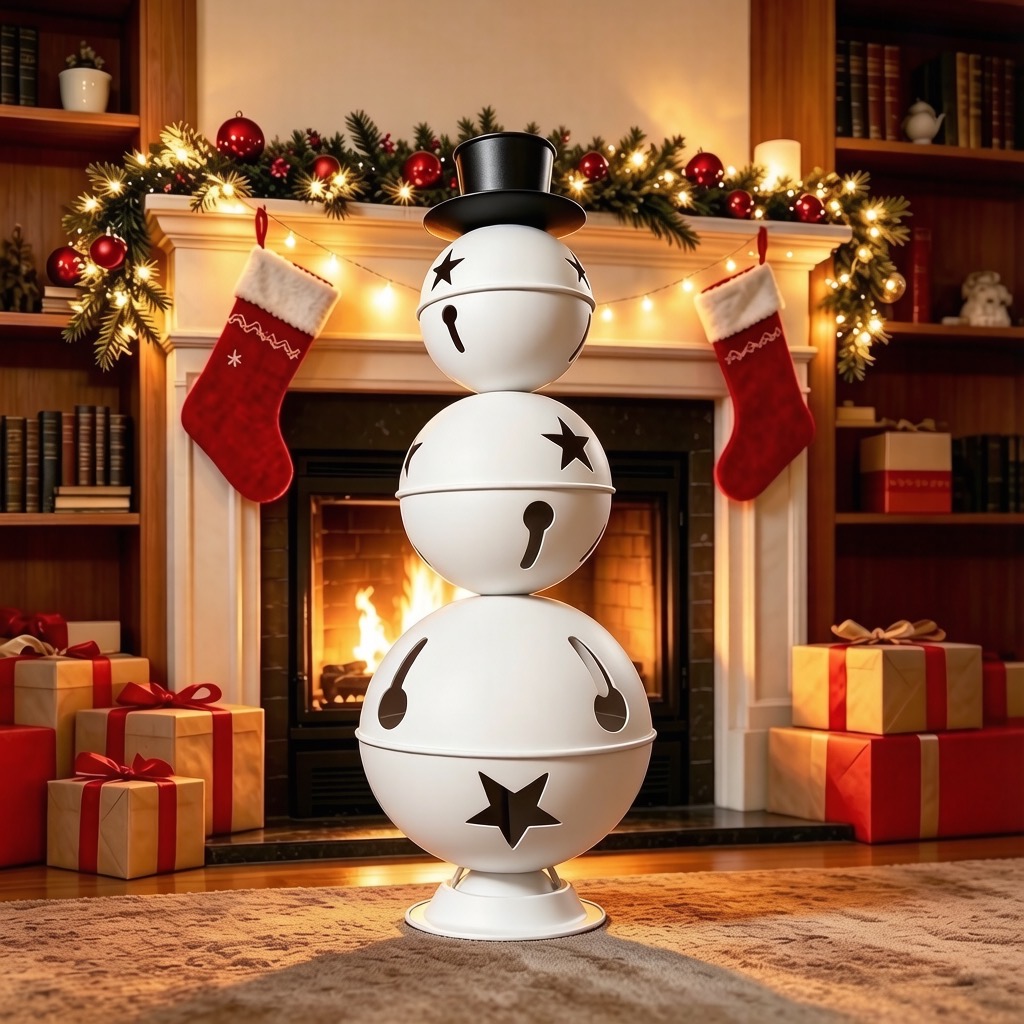 Large Metal Snowman Christmas Bell Ornament 38.58 Inch Tall — view 4