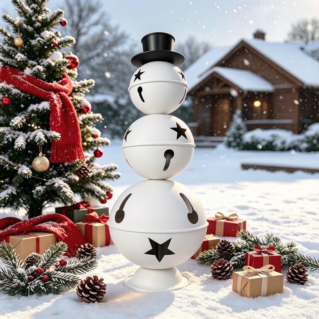 Large Metal Snowman Christmas Bell Ornament 38.58 Inch Tall — view 5
