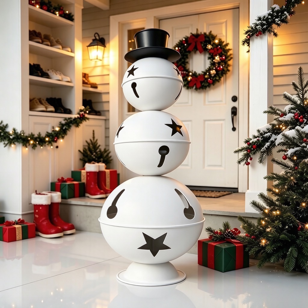 Large Metal Snowman Christmas Bell Ornament 38.58 Inch Tall — view 6