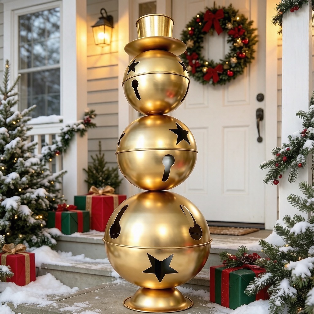 Large Metal Snowman Christmas Bell Ornament 38.58 Inch Tall — view 7