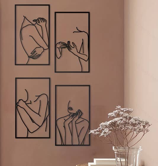 4-piece different dynamic human figure art picture frames for wall hanging decoration — view 5