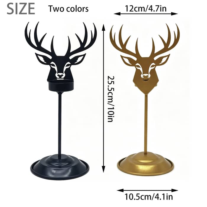 Rustic Christmas Deer Candle Holder Decoration — view 3