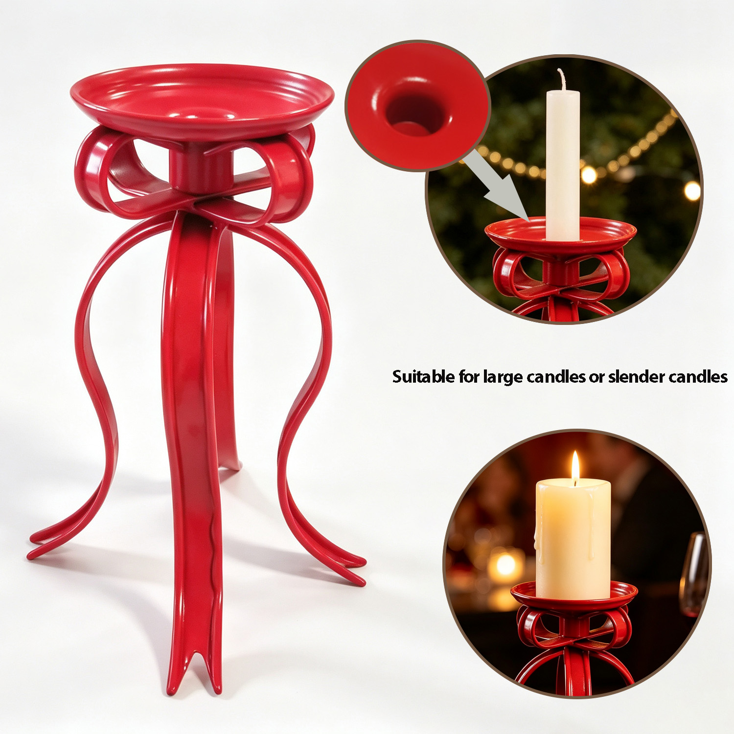 Christmas Candle Holder Red Bowknot Decor — view 6