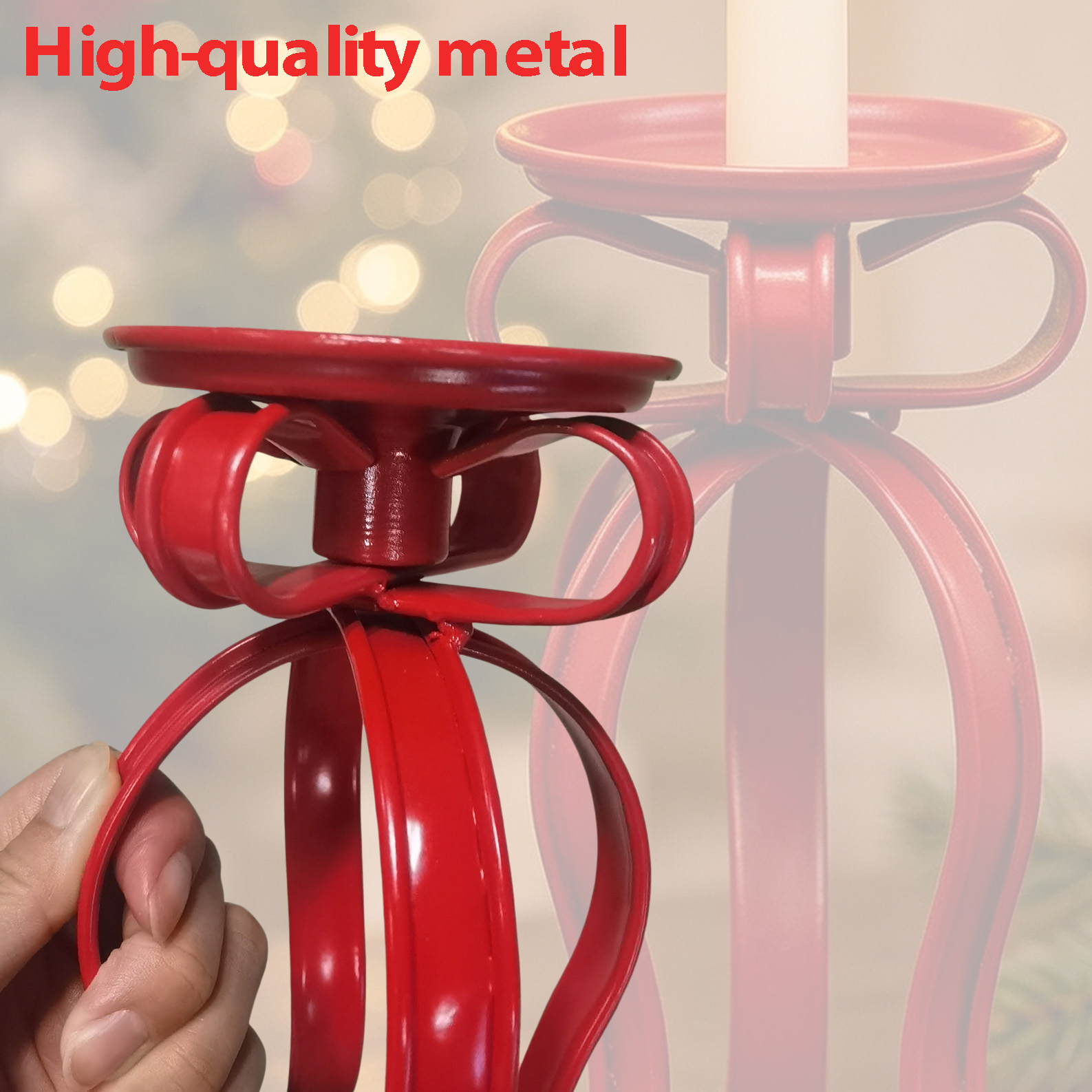 Christmas Candle Holder Red Bowknot Decor — view 7
