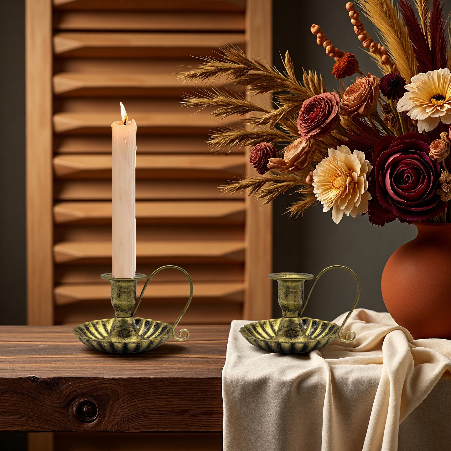 Christmas Floral Candle Holder Decoration