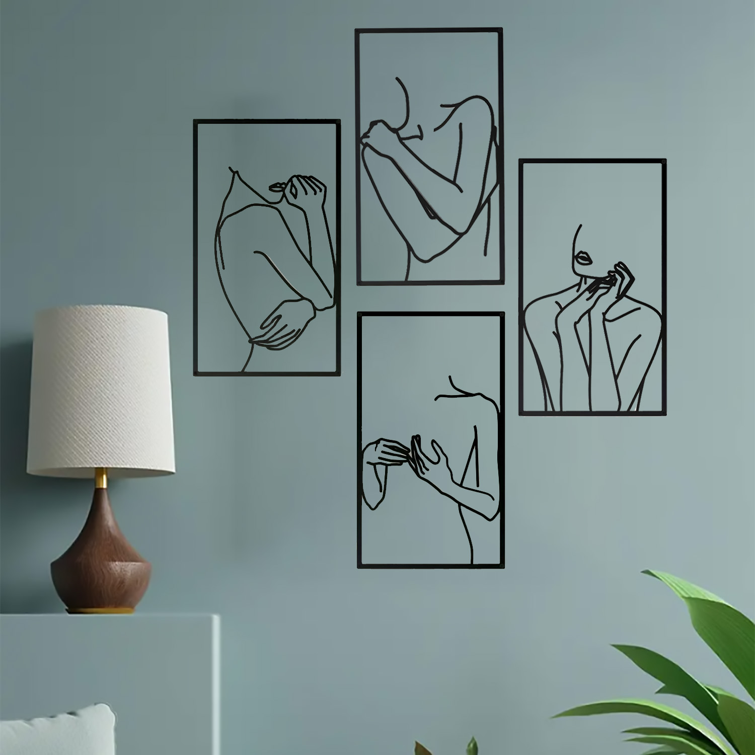4-piece different dynamic human figure art picture frames for wall hanging decoration — view 6