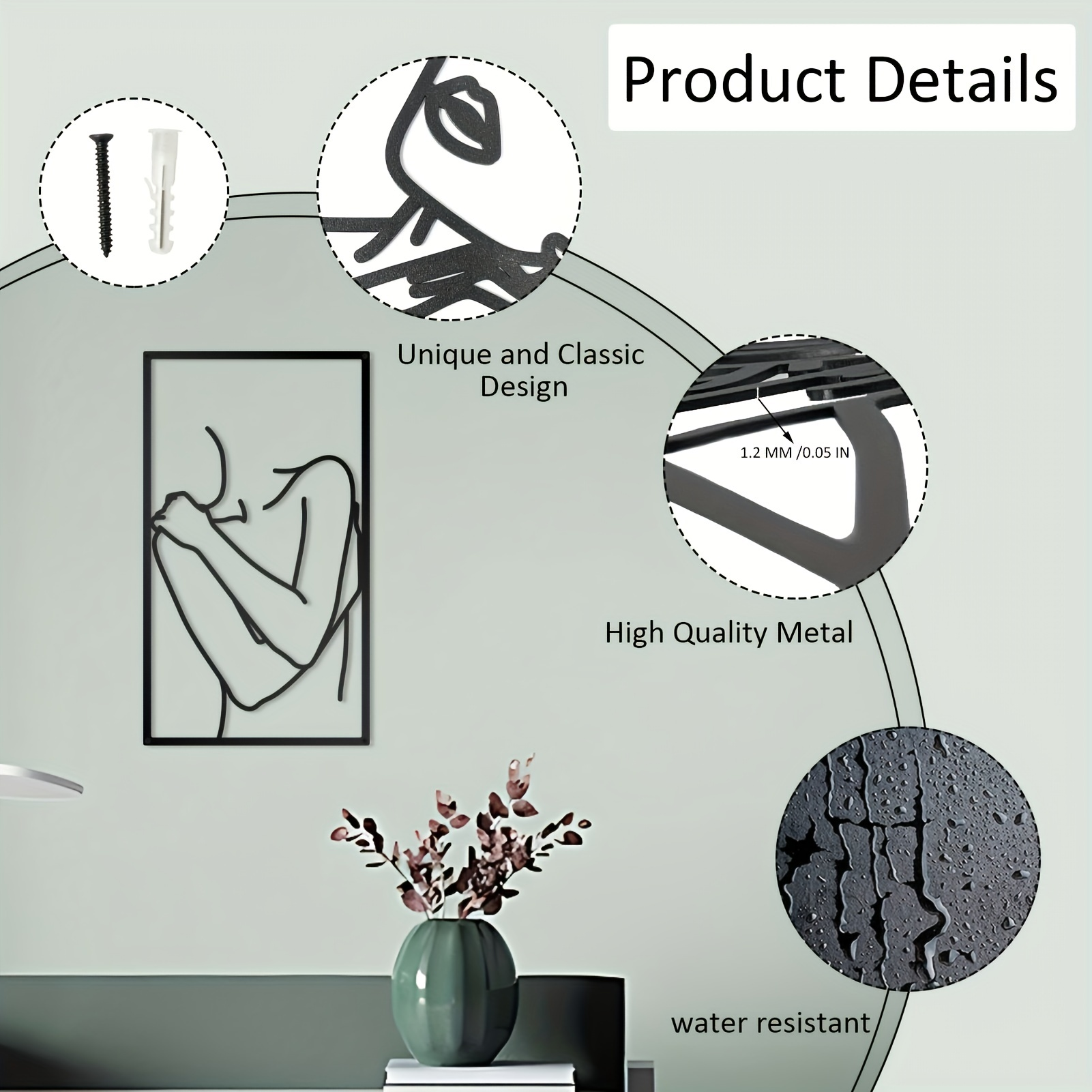 4-piece different dynamic human figure art picture frames for wall hanging decoration — view 7