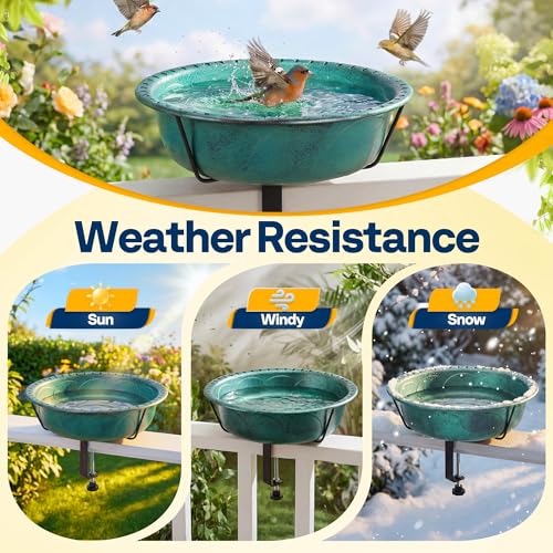 Outdoor Bird Bath and Feeder, Green ABS Bird Feeder with Adjustable Clamp — view 4