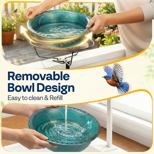 Outdoor Bird Bath and Feeder, Green ABS Bird Feeder with Adjustable Clamp — view 5